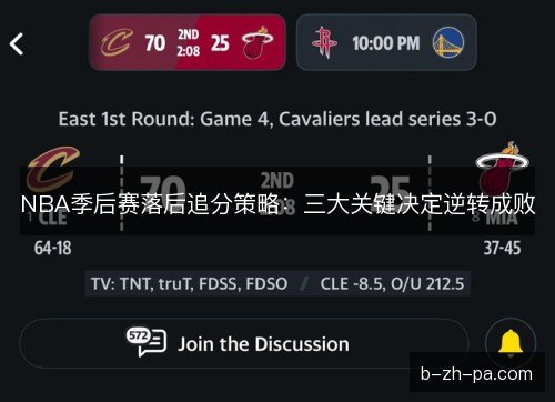 NBA季后赛落后追分策略：三大关键决定逆转成败